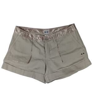 Converse Shorts Women's 12 35X3 Tan Pink One Star Cuffed Linen-Blend